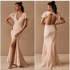 NWT Anthropologie Fame and Partners Sz 12 Blush Lace gown prom formal